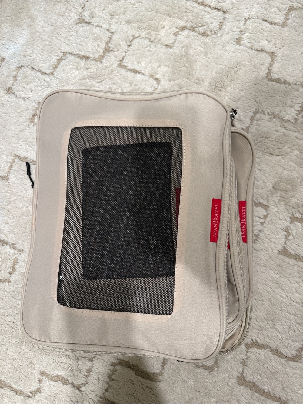 Lean Travel Beige Packing Cubes with Black Mesh